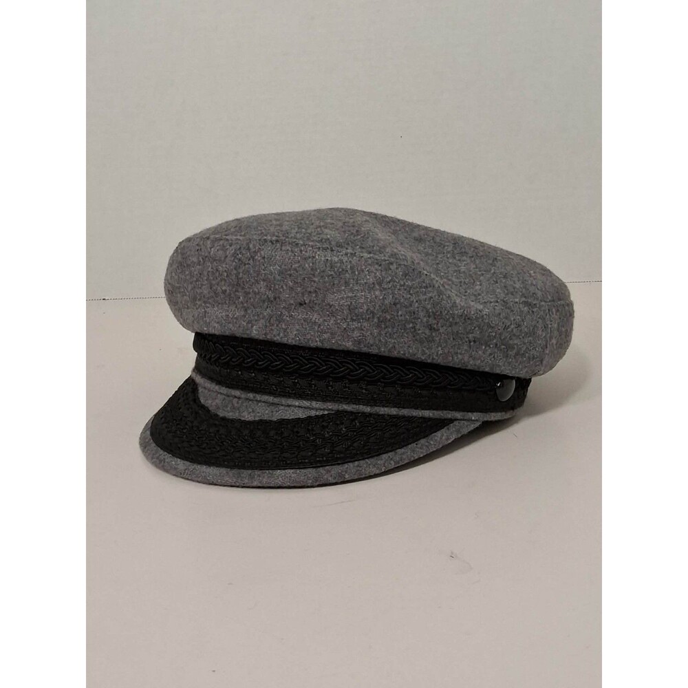Vintage Grey Wool Mariner Cap Skipper Hat ACWA Union Label Made in USA  7-1/8